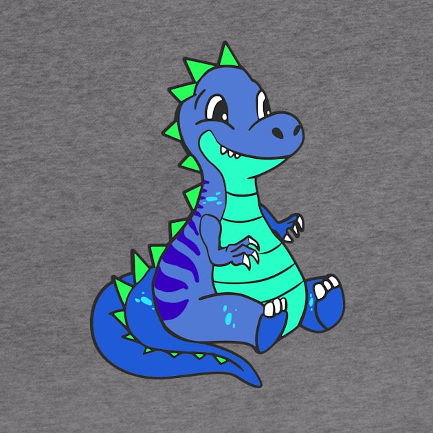 blue dino sits dinosaur kids boys by HBfunshirts